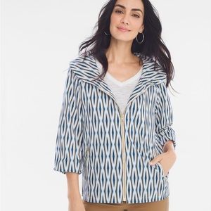 Chico’s Zenergy Lined Jacket Shawl like Collar Wide 3/4 length sleeves
